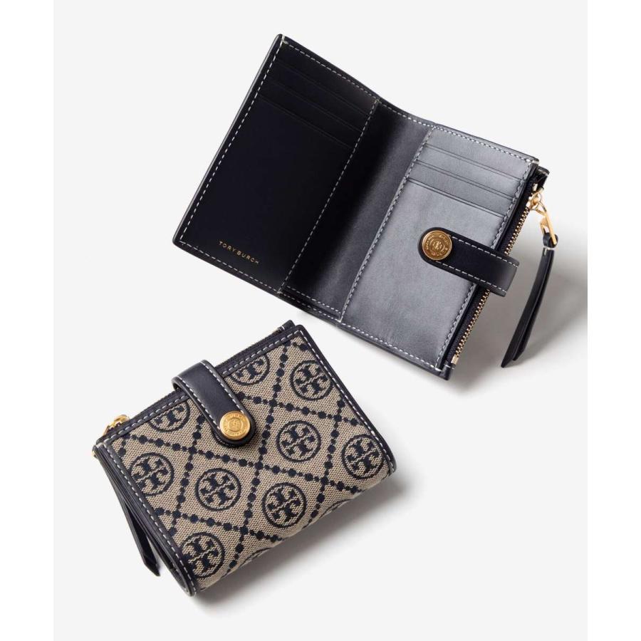 値下げTory Burch モノグラム　バイフォールドウォレット TORY BURCH 財布 Tモノグラム コントラスト エンボス バイ