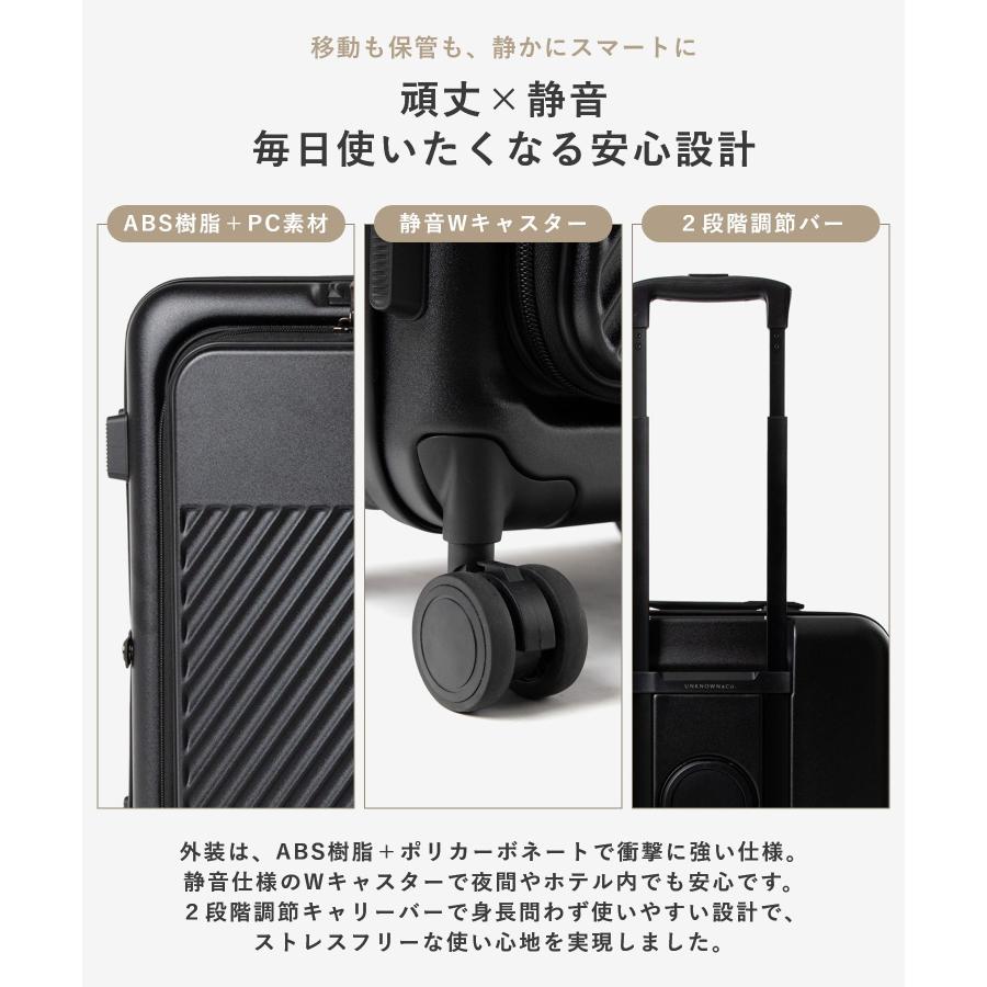 アンノウンアンドコー UNKNOWN＆Co. しまえるスーツケース フロントオープン 52L T04 ABS+PC キャリーバッグ スーツケース ユニセックス バッグ 爆買 | UNKNOWN＆Co. | 07