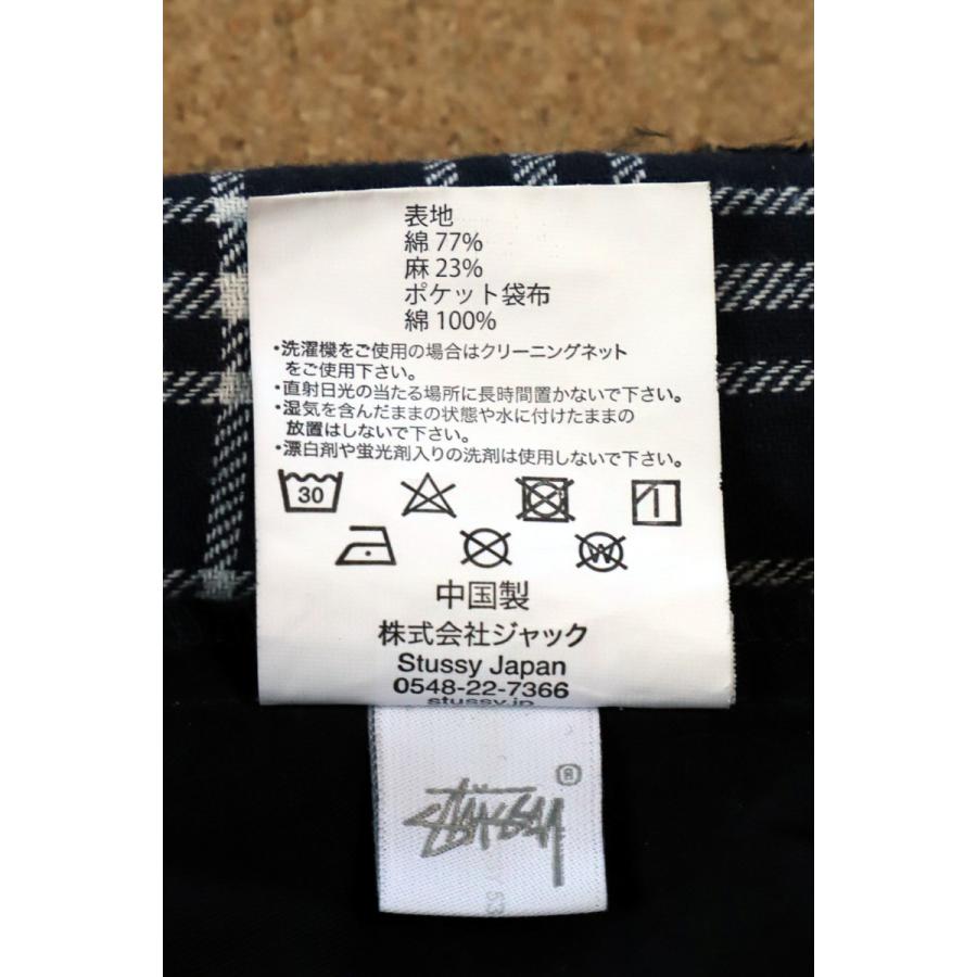 STUSSY ステューシー Plaid Linen Bryan Pant M NVY STU-116438