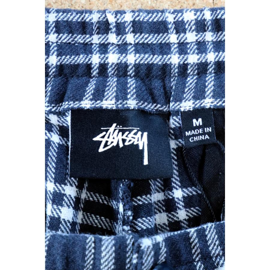 美品 ステューシー リネン チェック パンツ STUSSY ステューシー Plaid Linen Bryan Pant M NVY STU-116438