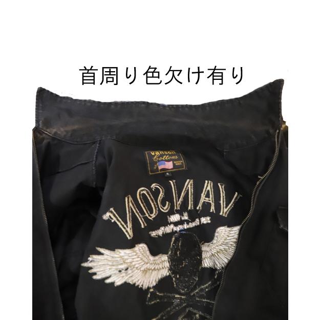 vanson コットンつなぎ XL 黒 VANSON VANSON バンソン 刺繍入りALL IN ONE XL BLACK 使用感有