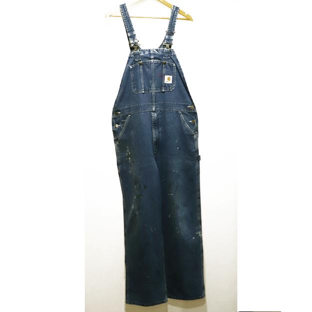 【90s】Carhartt デニムオーバーオール　極太シルエット 90s Carhartt カーハート デニムオーバーオール ワーク ペンキ