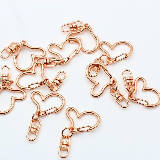 10個】 キーホルダー 金具 パーツ ハート 全4色 おしゃれ リング 回転 