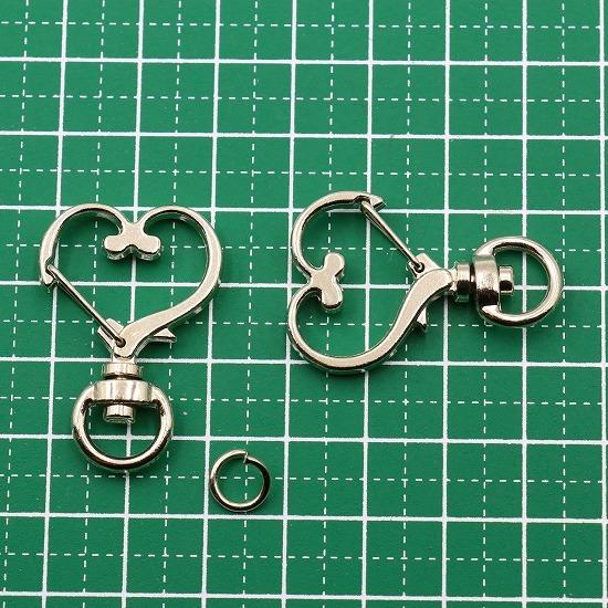 10個】 ナスカン ハート 全4色 キーホルダー 金具 パーツ ハート型 丸 