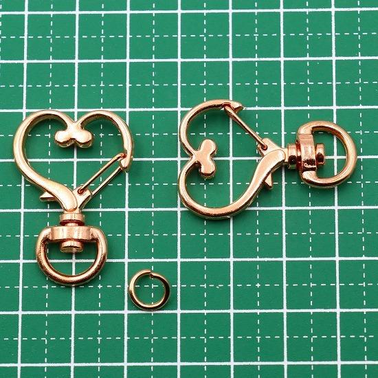 10個】 ナスカン ハート 全4色 キーホルダー 金具 パーツ ハート型 丸