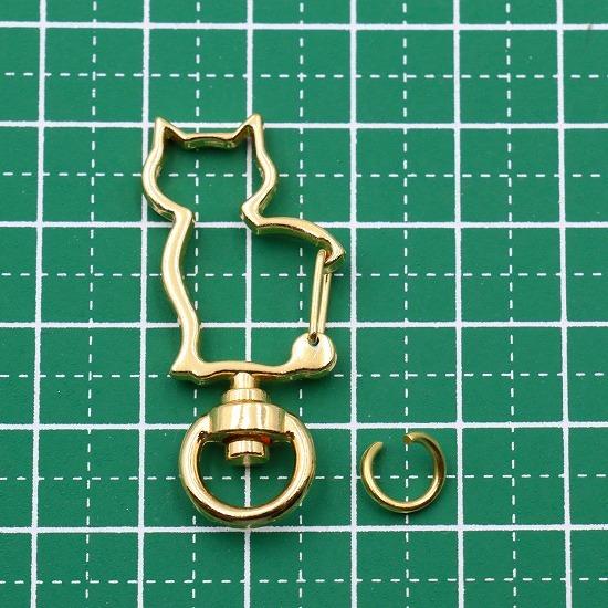 10個】 ナスカン 猫 全4色 キーホルダー 金具 パーツ 猫型 丸カン