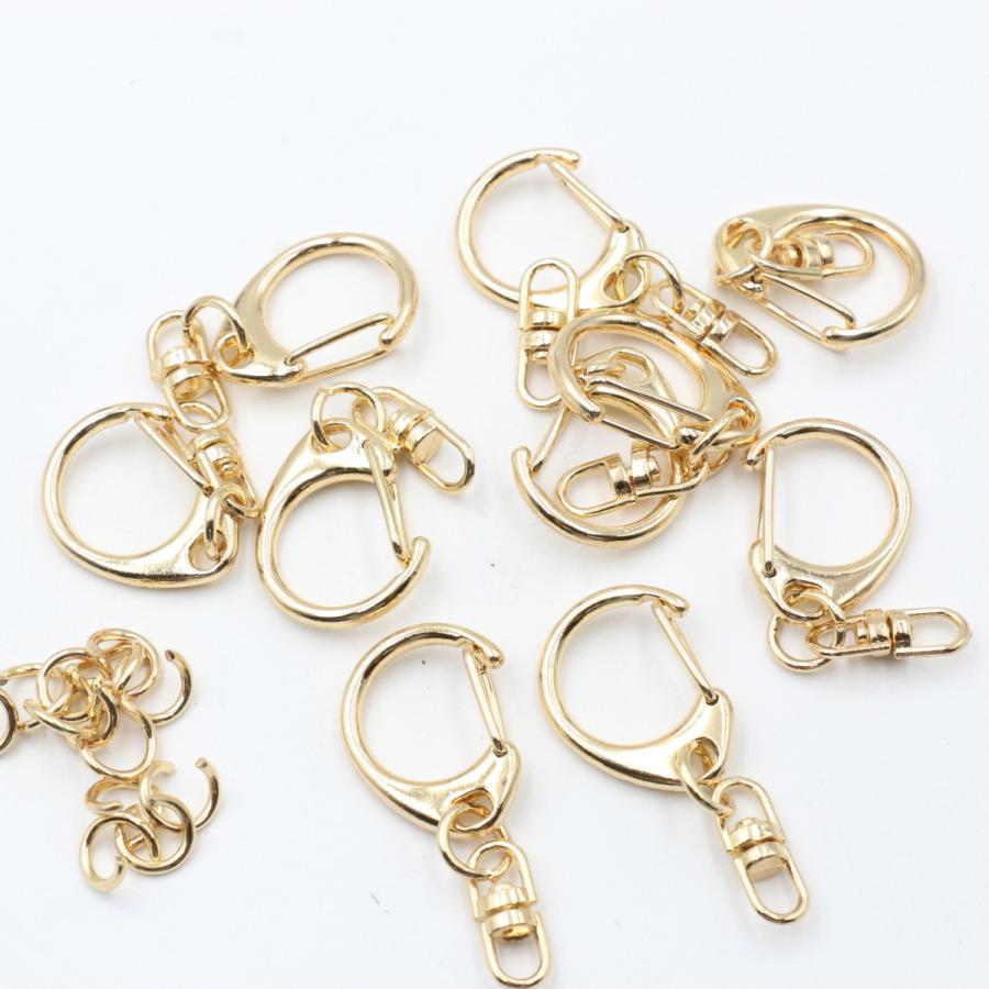 C型 キーホルダー金具 10個セット 全5色 ワンタッチナスカン 回転カン