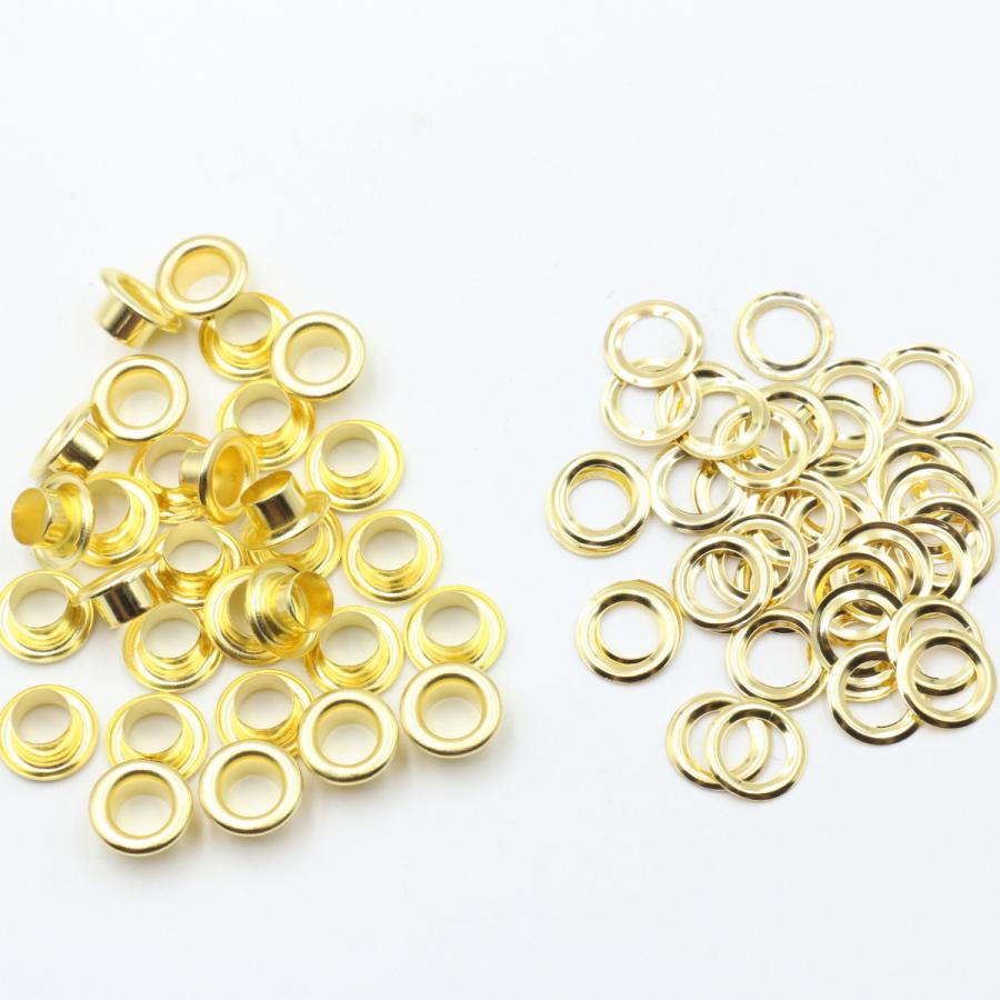 ハトメ 内径 6mm 100個 セット 全4色 ハトメ金具 パーツ ベルト 革 穴