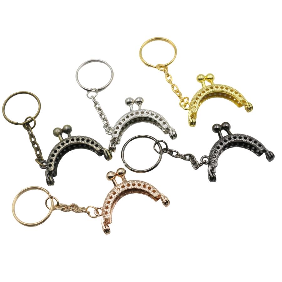 5個】 がま口 口金 ミニ 幅4cm 縫い付け キーリング付き 縫い付け