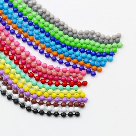 カラー ボールチェーン 10本セット 11cm 2mm幅 全20色 キーチェーン