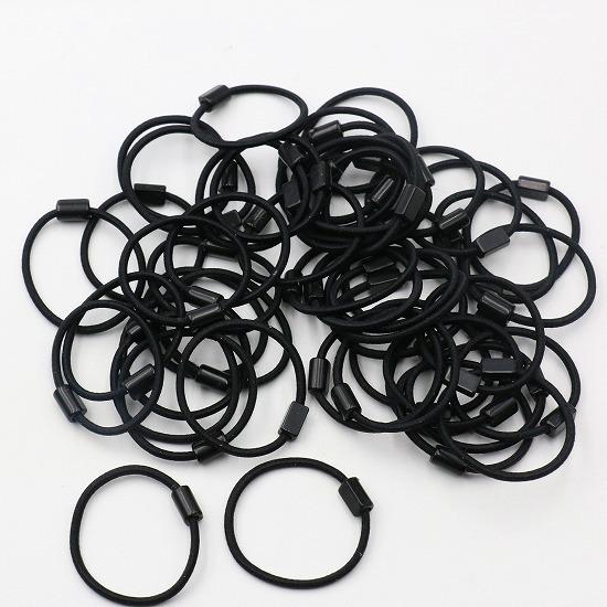 台座付き ヘアゴム 子供 キッズ 50本セット ブラック 直径3cmx2mm 子供