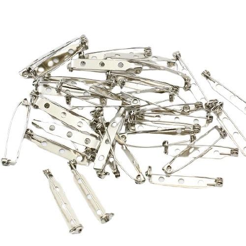 50個] ブローチピン 回転式 30mm シルバー ハンドメイド 手芸 金具