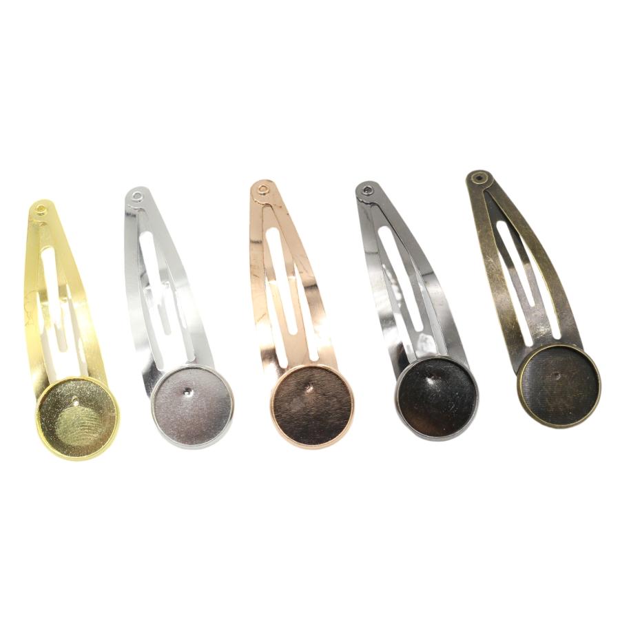 10本] パッチンピン パーツ 14mm ヘアクリップ 台座 ミール皿