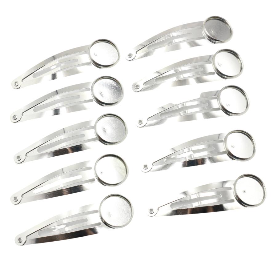 10本] パッチンピン パーツ 14mm ヘアクリップ 台座 ミール皿