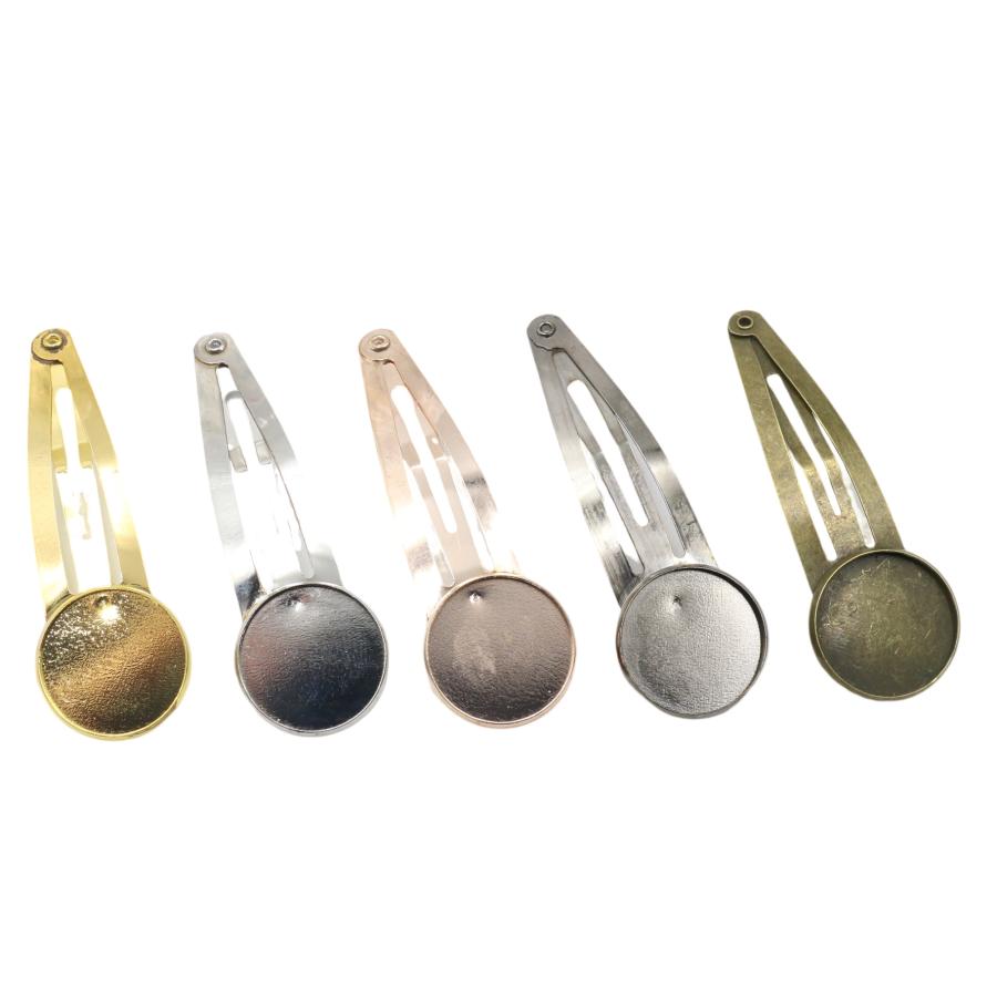 10本] パッチンピン パーツ 18mm ヘアクリップ 台座 ミール皿
