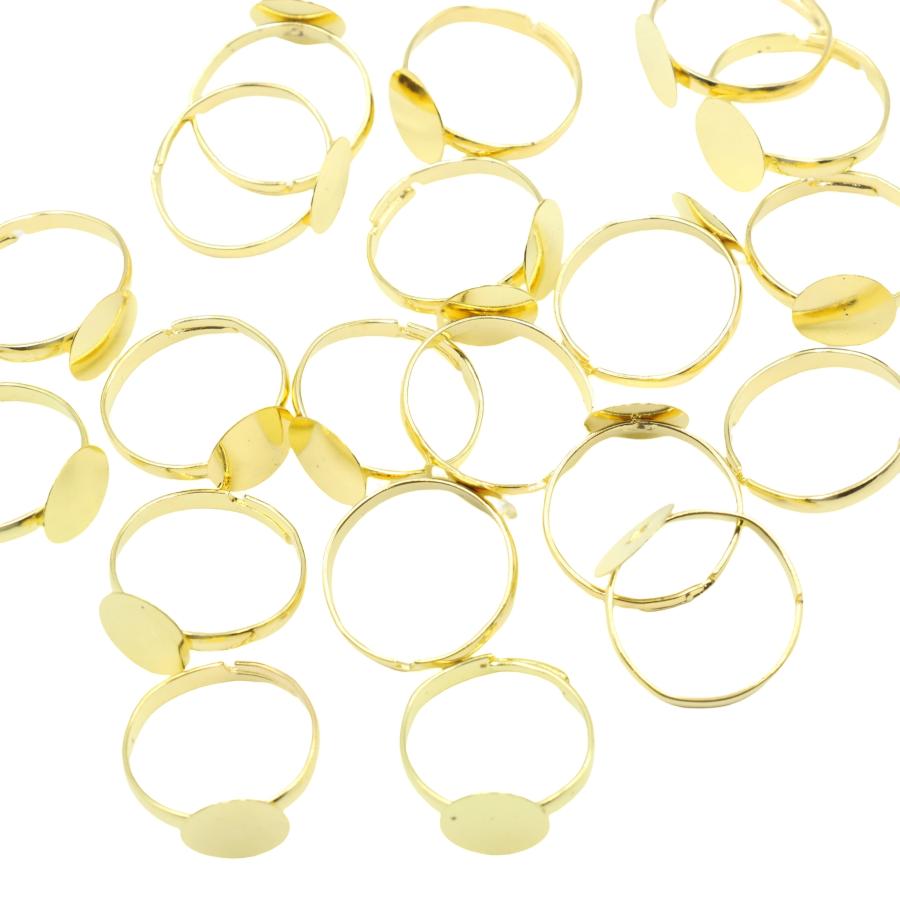 10個セット] 指輪パーツ 10mm 台座 フリーサイズ 全4色 指輪 パーツ