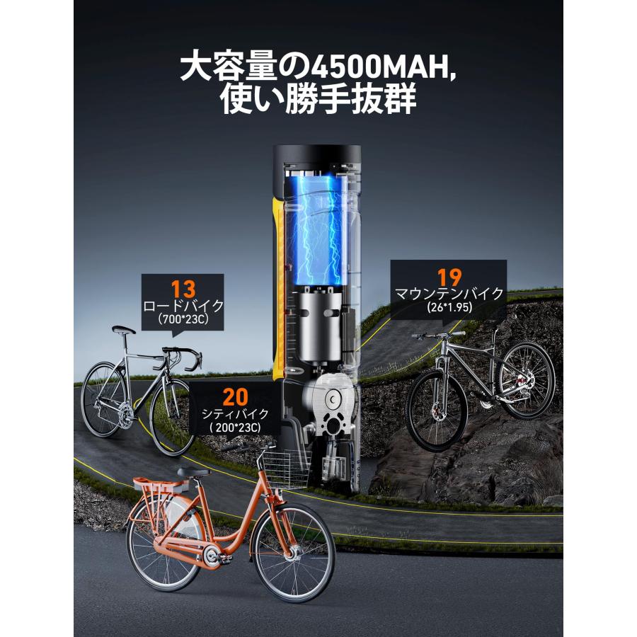 AstroAI 自転車 空気入れ 電動 エアーコンプレッサー バイク 空気入れ 1000Kpa（150PSI）/ 3*1500mAh 充電式 ワイヤ｜u2-select-shop｜05