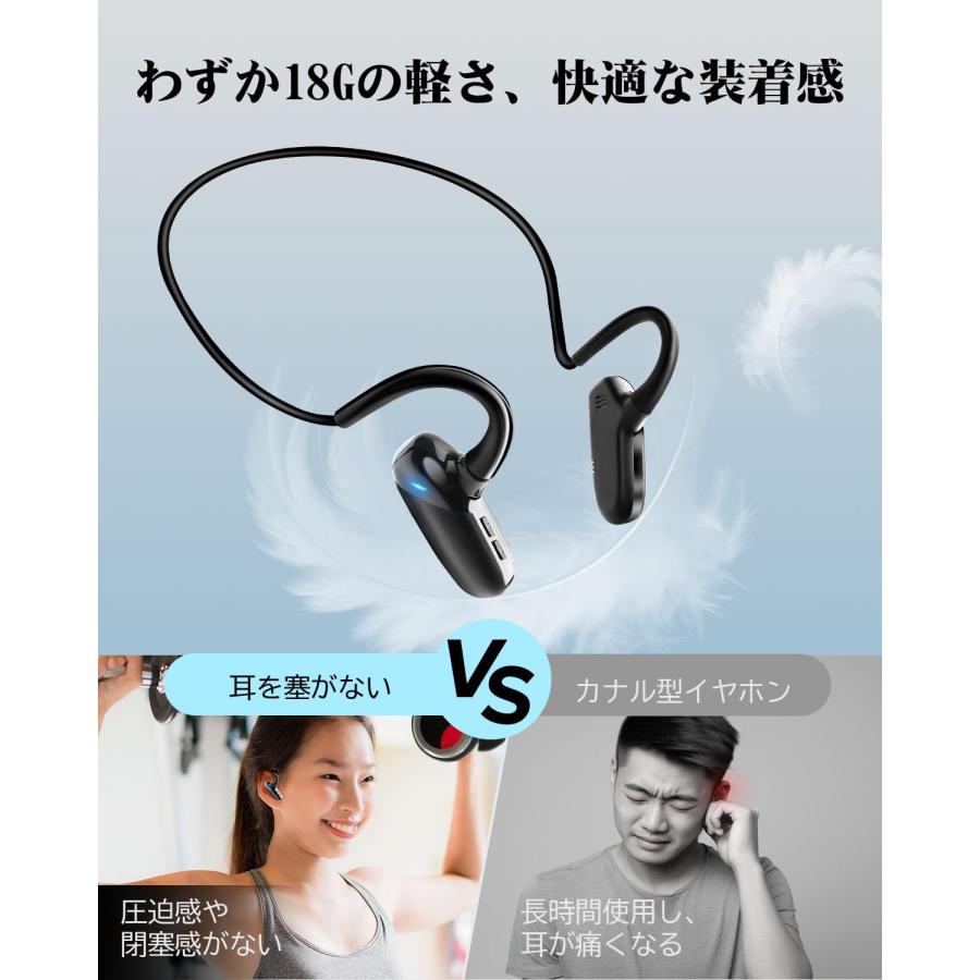 AOKIMI 空気伝導イヤホン 骨伝導イヤホンの進化 ワイヤレスイヤホン Bluetooth イヤホン 18g超軽量 Bluet