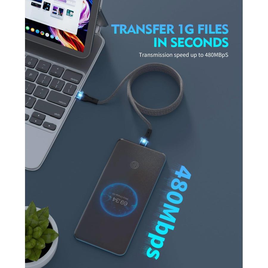 Magtame タイプcケーブル 磁石付き 自動収納 usb-c&usb-cケーブル60W PD対応 急速充電Type C to Type Cケーブ｜u2-select-shop｜04