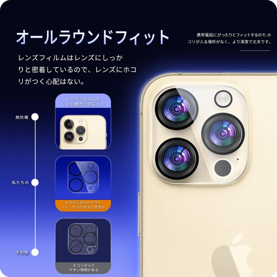 iPhone 15 Pro / iPhone 15 Pro Max カメラフィルム 【3枚セット-国産旭硝子素材】 対応 apple iphone1｜u2-select-shop｜02