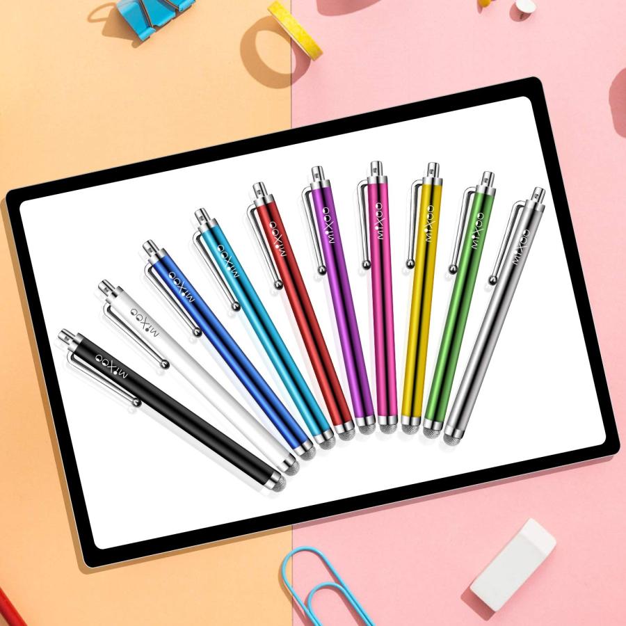 Mixoo スタイラスペン タッチペン 10本セットipad iphone Androidスマートフォン タブレット対応 多色 導電繊維製ペン先｜u2-select-shop｜05