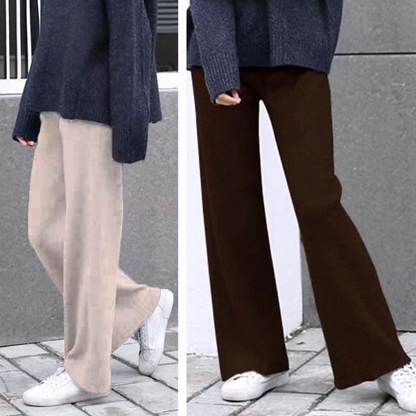 【送料無料】 リブニットパンツ レディース ボトムス ウエストゴム ストレートパンツ リブ メール便対応可|u2me2|05