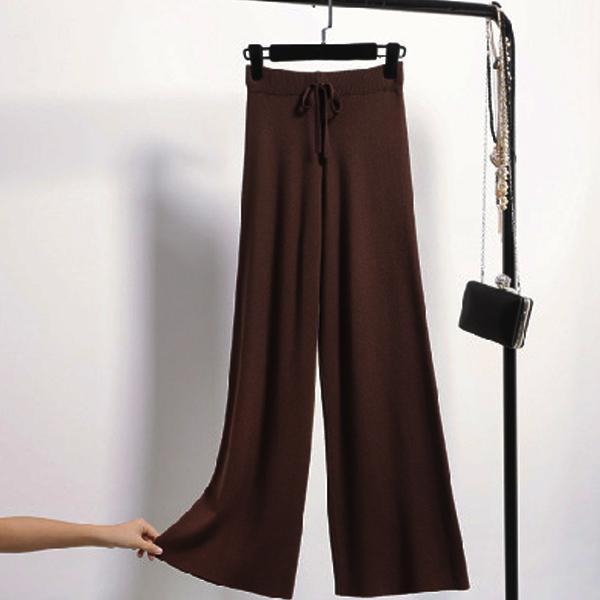 【送料無料】 リブニットパンツ レディース ボトムス ウエストゴム ストレートパンツ リブ メール便対応可|u2me2|06