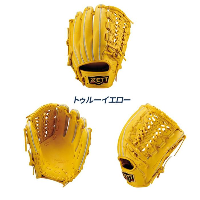 週末値下！ZETT PROSTATUS 野球グローブ イエロー ゼット（ZETT） 野球 グローブ 硬式 内野用 高校野球対応 三塁手向き