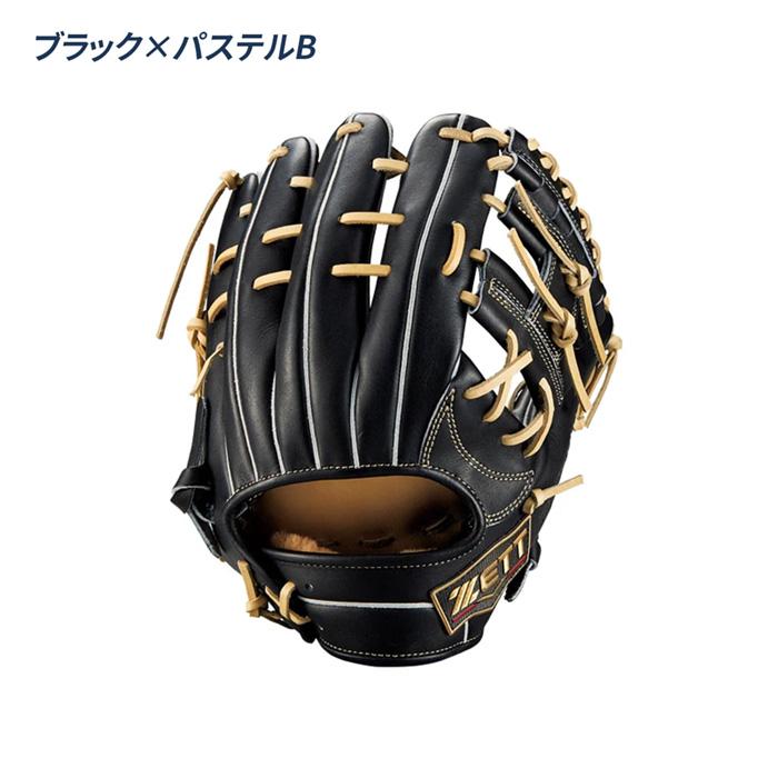 ZETT 黒 野球グローブ (軟式用) ゼット（ZETT） 野球 グローブ 軟式 内野用 源田タイプ 小指2本入れ
