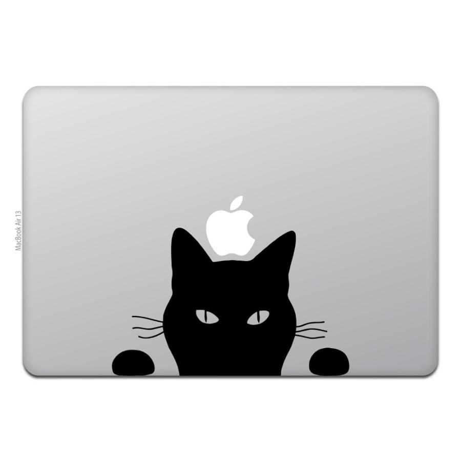 MacBook Air / Pro マックブック ステッカー シール 猫 黒猫 ブラック キャット SOON｜uandme