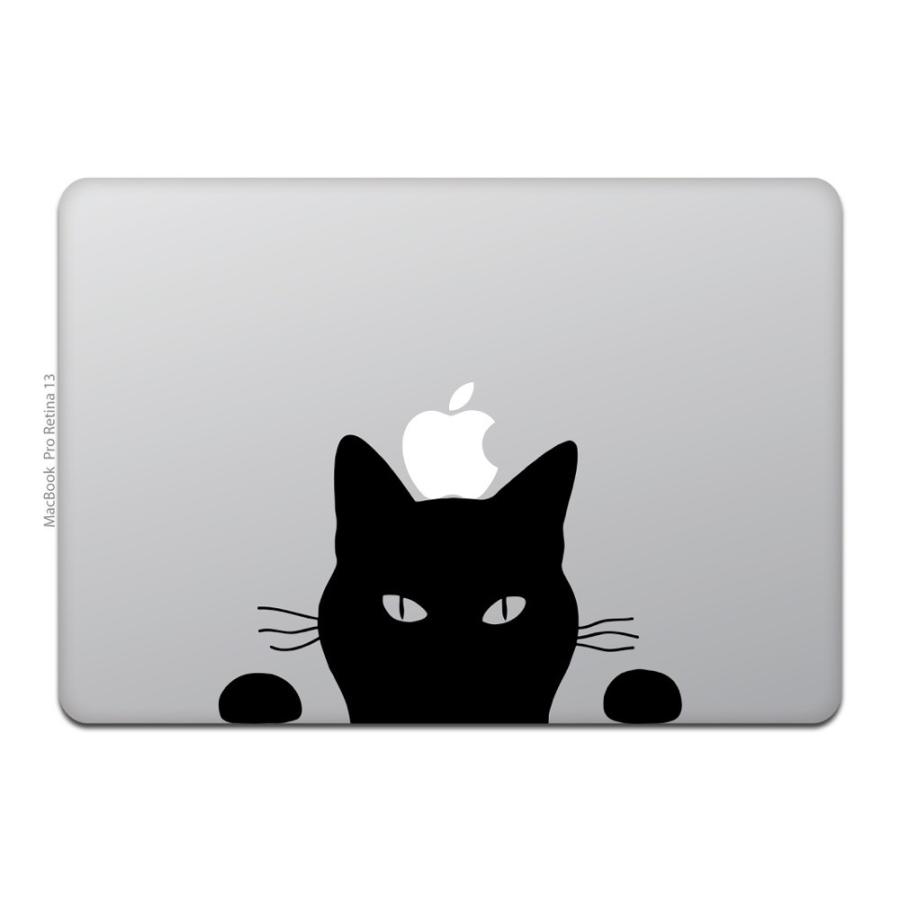 MacBook Air / Pro マックブック ステッカー シール 猫 黒猫 ブラック キャット SOON｜uandme｜02