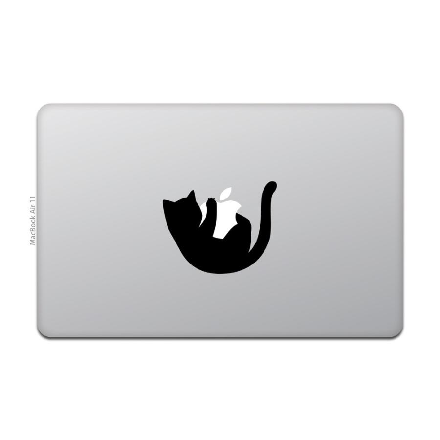 MacBook Air / Pro マックブック ステッカー シール 猫 黒猫 キャット アップル｜uandme｜02