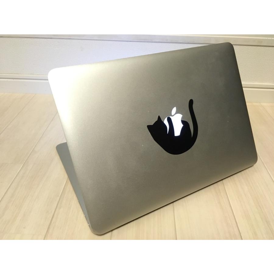 MacBook Air / Pro マックブック ステッカー シール 猫 黒猫 キャット アップル｜uandme｜04