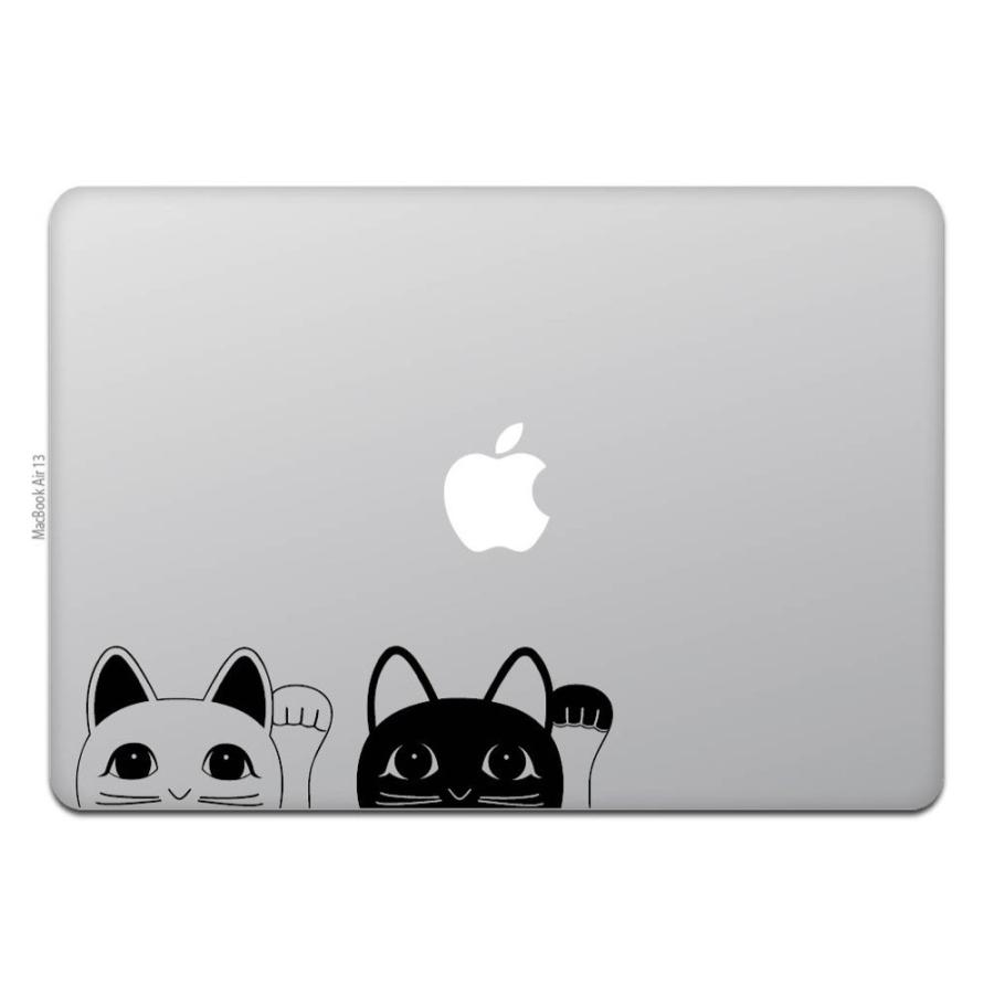 MacBook Air / Pro マックブック ステッカー シール 招き猫 猫 黒猫 キャット 2色セット｜uandme