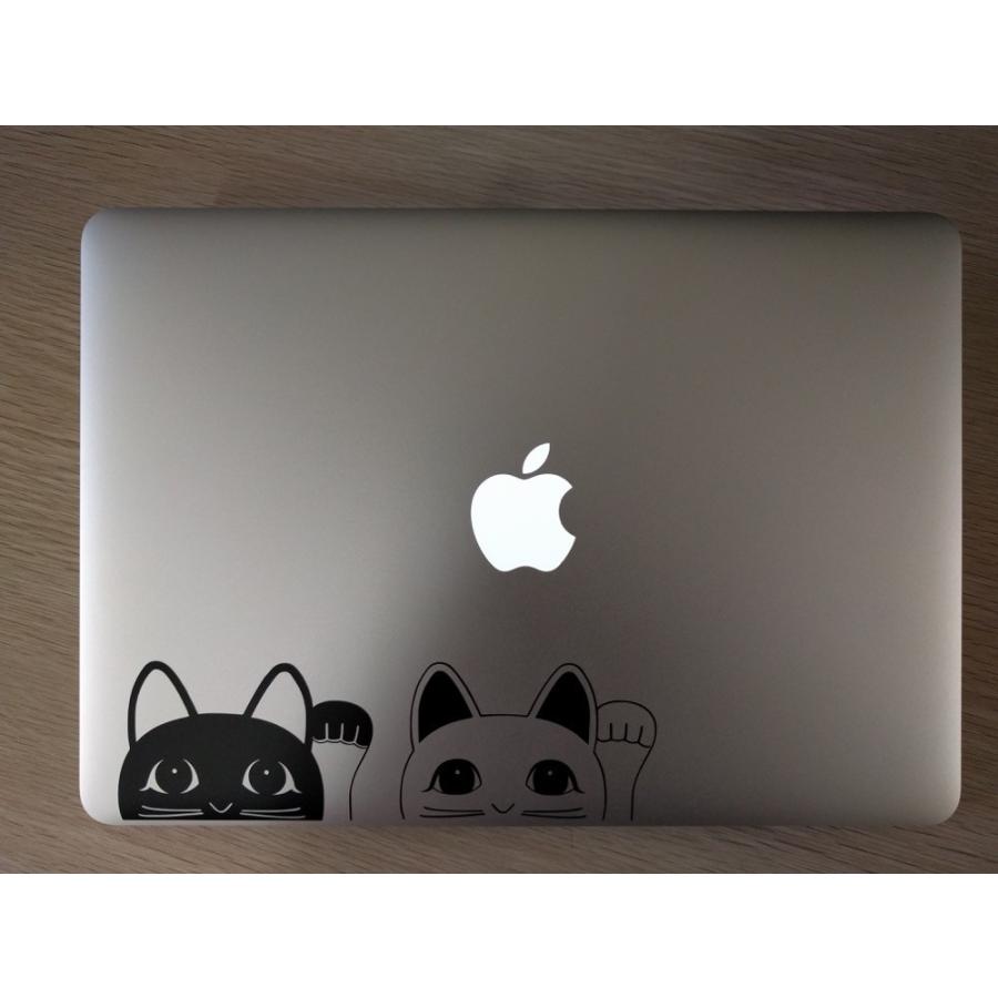 MacBook Air / Pro マックブック ステッカー シール 招き猫 猫 黒猫 キャット 2色セット｜uandme｜04