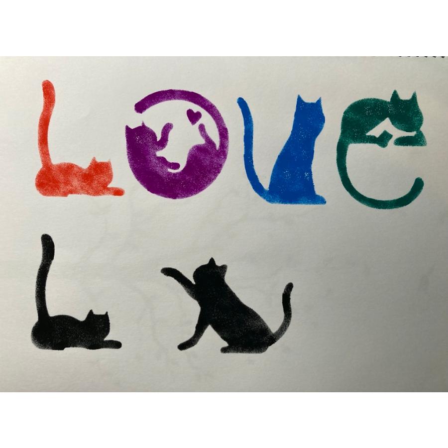 カインドストア ステンシルシート ステンシルアート stencil art 猫 黒