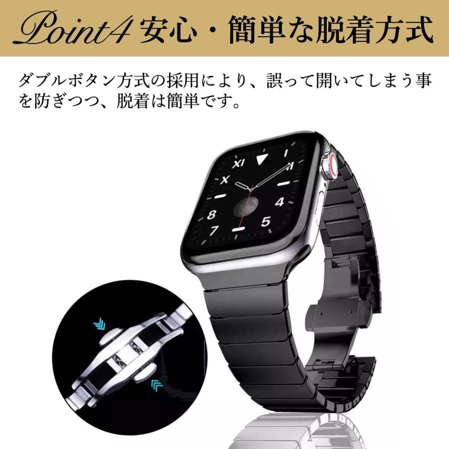 Apple Watch アップルウォッチ バンド ステンレス リンクブレスレット ベルト メンズ 男性 レディース 女性 8 7 6 5 4 3 2 1 SE 38mm 40mm 41mm 42mm 44mm 45mm｜uandwaccessories｜05