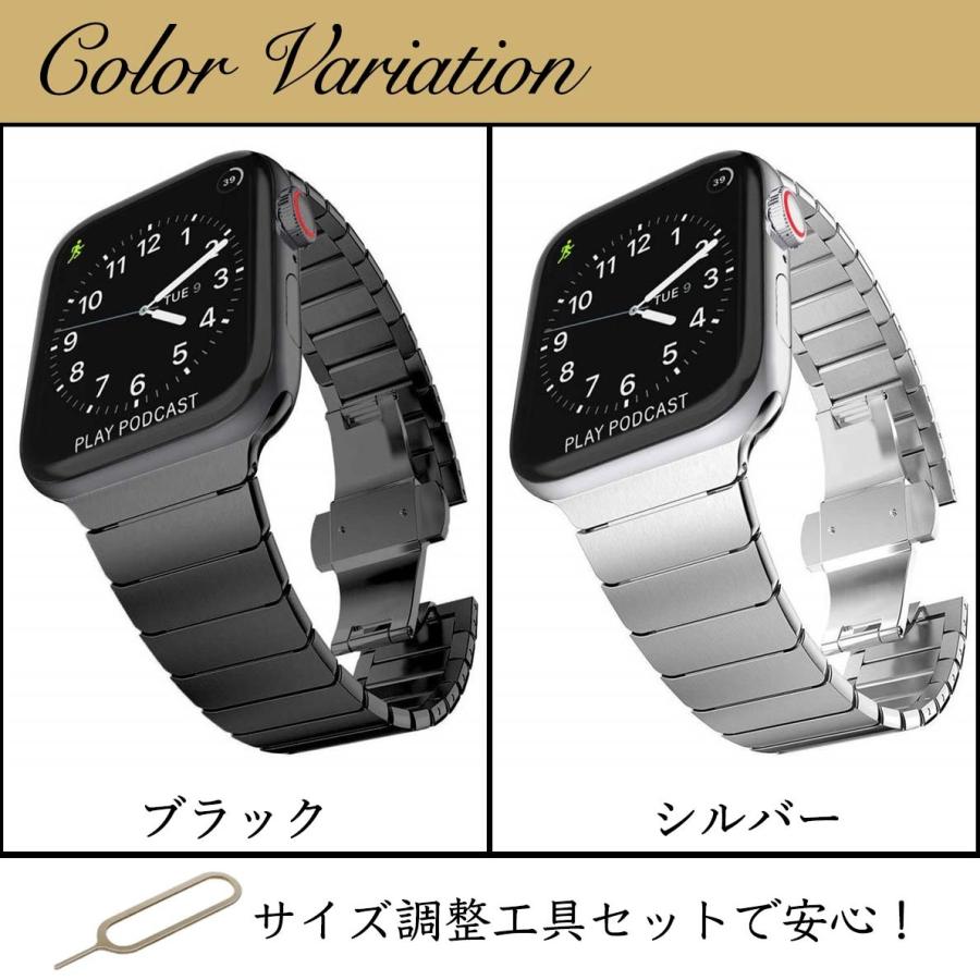 Apple Watch アップルウォッチ バンド ステンレス リンクブレスレット ベルト メンズ 男性 レディース 女性 8 7 6 5 4 3 2 1 SE 38mm 40mm 41mm 42mm 44mm 45mm｜uandwaccessories｜07