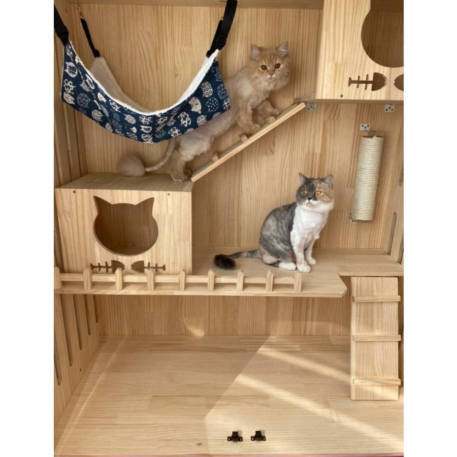 【美品】 ペットハウス キャットタワー 猫ハウス 猫用 大型猫 ネコタワー動物ハウス【猫の部屋】透明なドア 別荘 猫キャビネット 転倒防止 二つドア 【Z1750751667】(63662円)