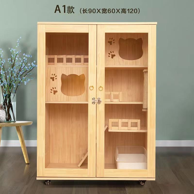 猫の別荘 ネコハウス 猫部屋 猫 ハウス、ベッド アパート ペット キャット別墅 通気 無臭 天然（全実木製） 猫 ハウス 通気