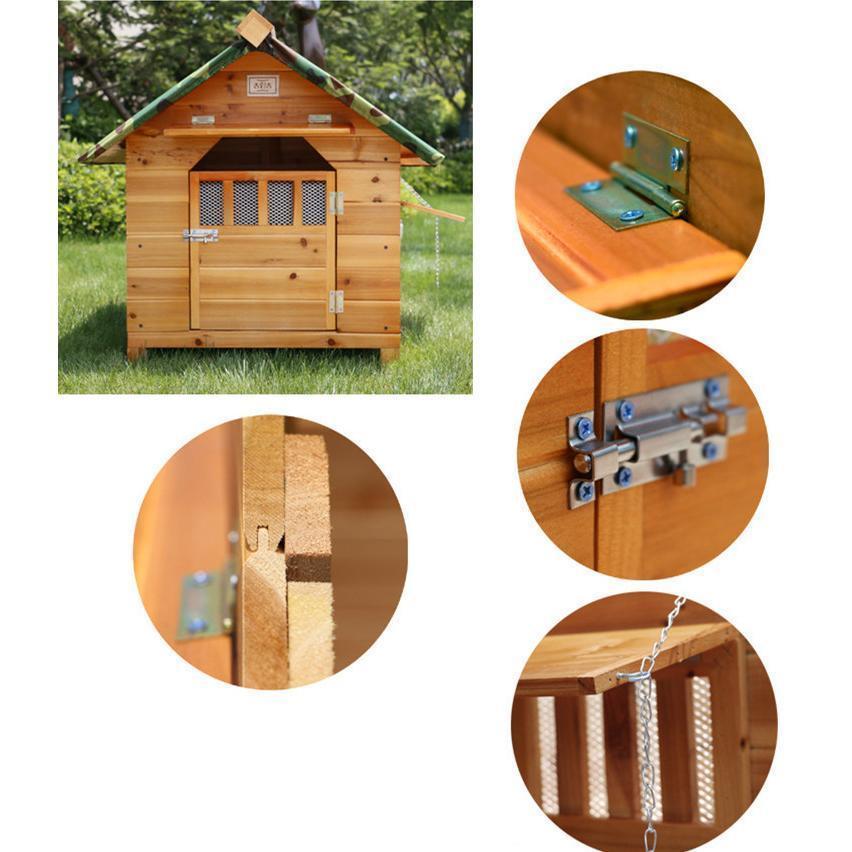 【タイムセール】 豪華犬別荘 庭付き ペットハウス 家庭用 犬小屋 窓2点窓1点 網戸 ドア付き 犬舎 外飼い 炭化板 木製 飼育ケージ 簡単組立 丈夫 室外 野外 通気性 防水 防腐 【IQY7930337408】(28837円)