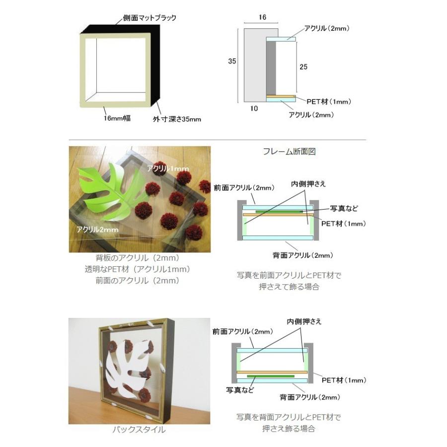クリアボックスフレーム 立体額 四ツ切（メタリック） 両面アクリル