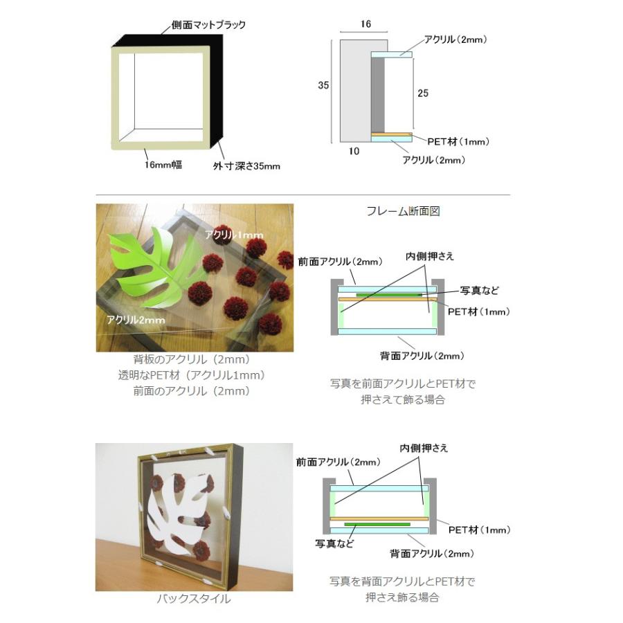 クリアボックスフレーム 立体額　Ａ4 両面アクリル 立体額 ブライダル ミニチュア 標本 アレンジ｜ubido｜07