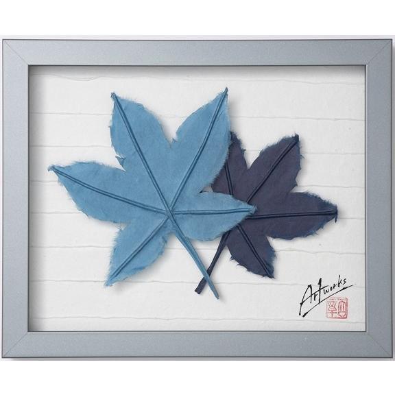 Art　Works　マロニエ　藍染め　インテリア 壁飾り 和紙 草木染 ギフトト フレームアート
