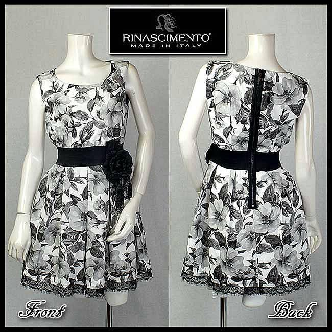 大流行中 リナシメント イタリア Rinascimento 15年春夏 送料代引料無料 バイヤーikukoお薦め 墨絵風ローズ柄とコサージュが綺麗なワンピース 新着商品 当初価格税抜円 サイズs ワンピース チュニック Mastapg Me
