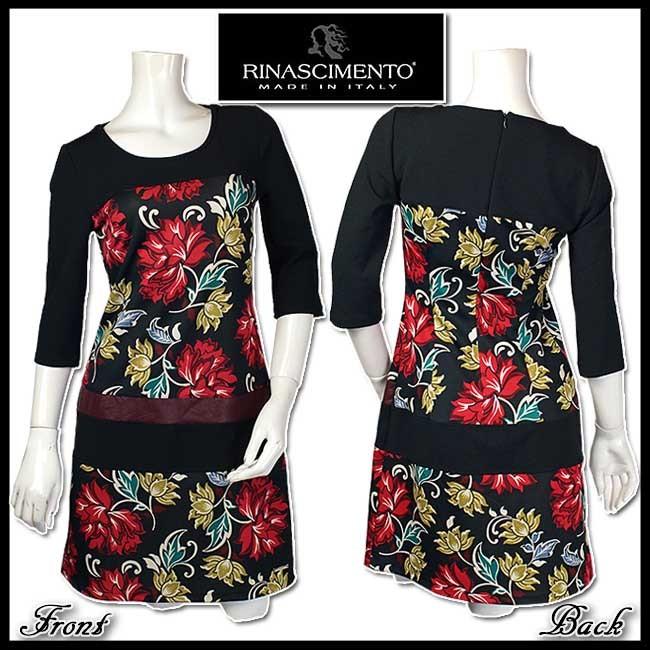 格安saleスタート 当初価格税抜円 サイズs 切替ワンピース ローズ柄 リナシメント Rinascimento イタリア 15 16年秋冬 送料無料 今季最終価格 ワンピース チュニック Services Luthercare Com