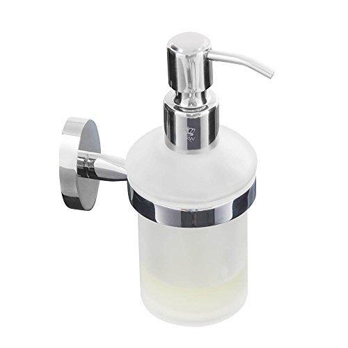 CRW 8oz Liquid Soap Dispenser Wall Mounted Glass Lotion Dispenser Pump for Bathroom Kitchen Stainless Steel Pump Chrome 詰め替え容器、アトマイザー