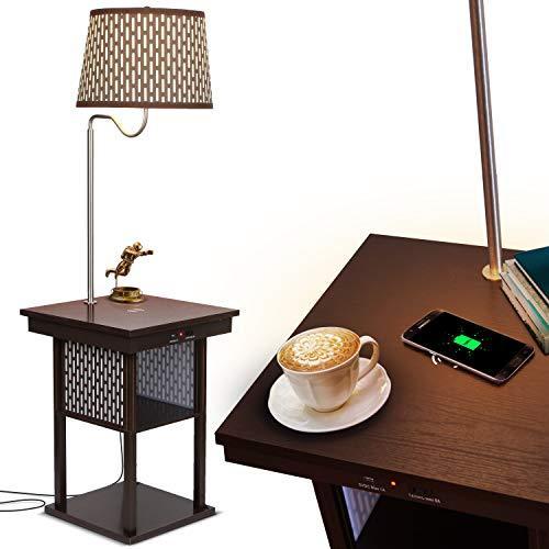 Brightech Madison w. Wireless Charging Station & USB Port - Narrow Nightstand in Mid Century Modern Style with Built in LED Lamp - End Table