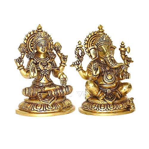 【新品訳あり】 Vedic Vaani 美しいガネーシュ ガンパティ ガネーシャ ラクシュミー ラクシュミー 真鍮アイドル 像 | ヒンドゥー教の神 ガネーシュ ラクシュミー スピリチュアル 【HOV1178387438】(42850円)