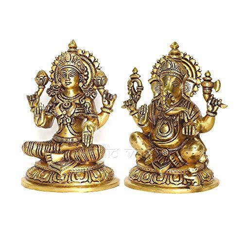 【新品訳あり】 Vedic Vaani 美しいガネーシュ ガンパティ ガネーシャ ラクシュミー ラクシュミー 真鍮アイドル 像 | ヒンドゥー教の神 ガネーシュ ラクシュミー スピリチュアル 【HOV1178387438】(42850円)